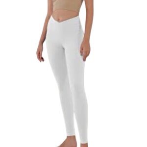 ODODOS white yoga workout running booty leggings full length size XS NWT